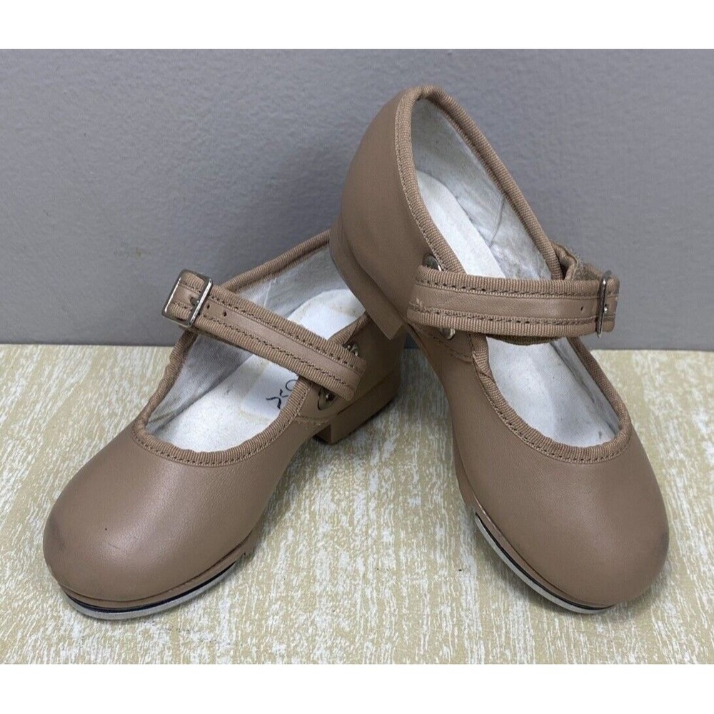 Capezio Teletone Tap Dance Beige Tan Shows Shoes Kids Size 8 M